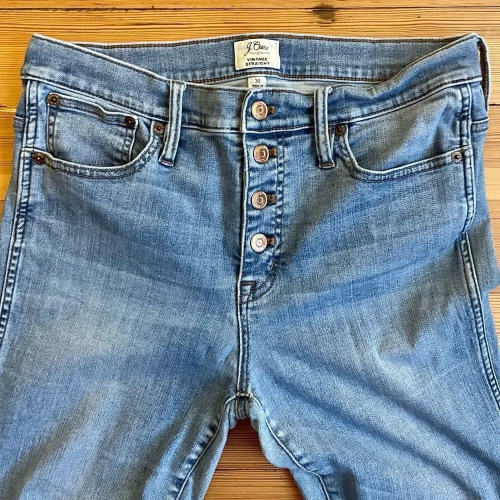 J. Crew vintage straight button front jeans. Size 30.